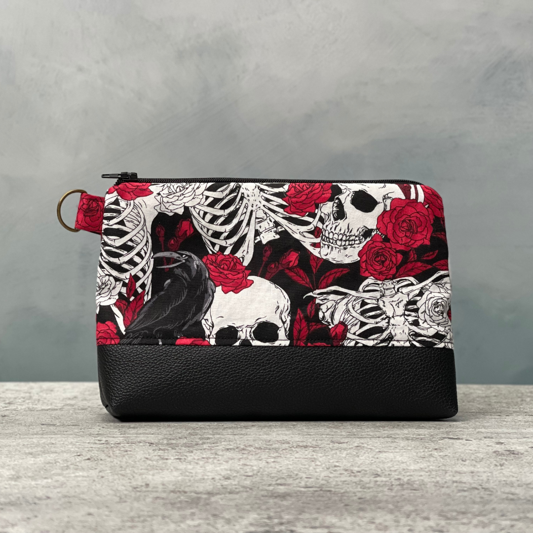 Dark Romance Red Florals Essentials Pouch