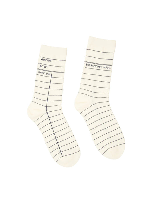 Library Card White socks