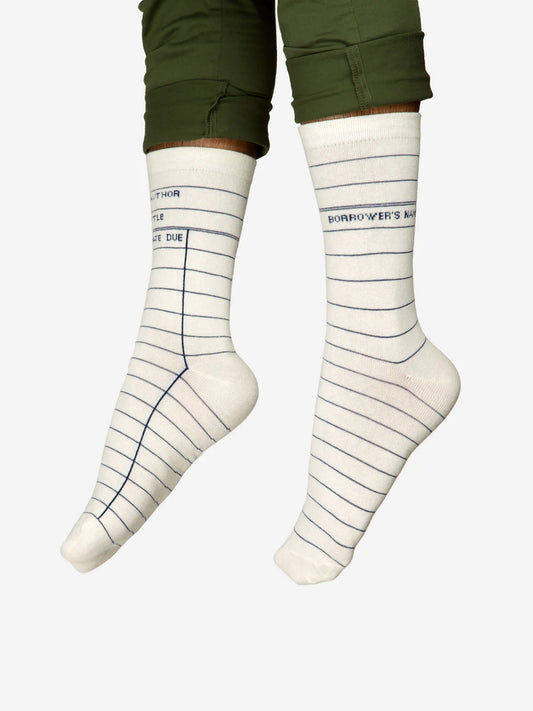 Library Card White socks