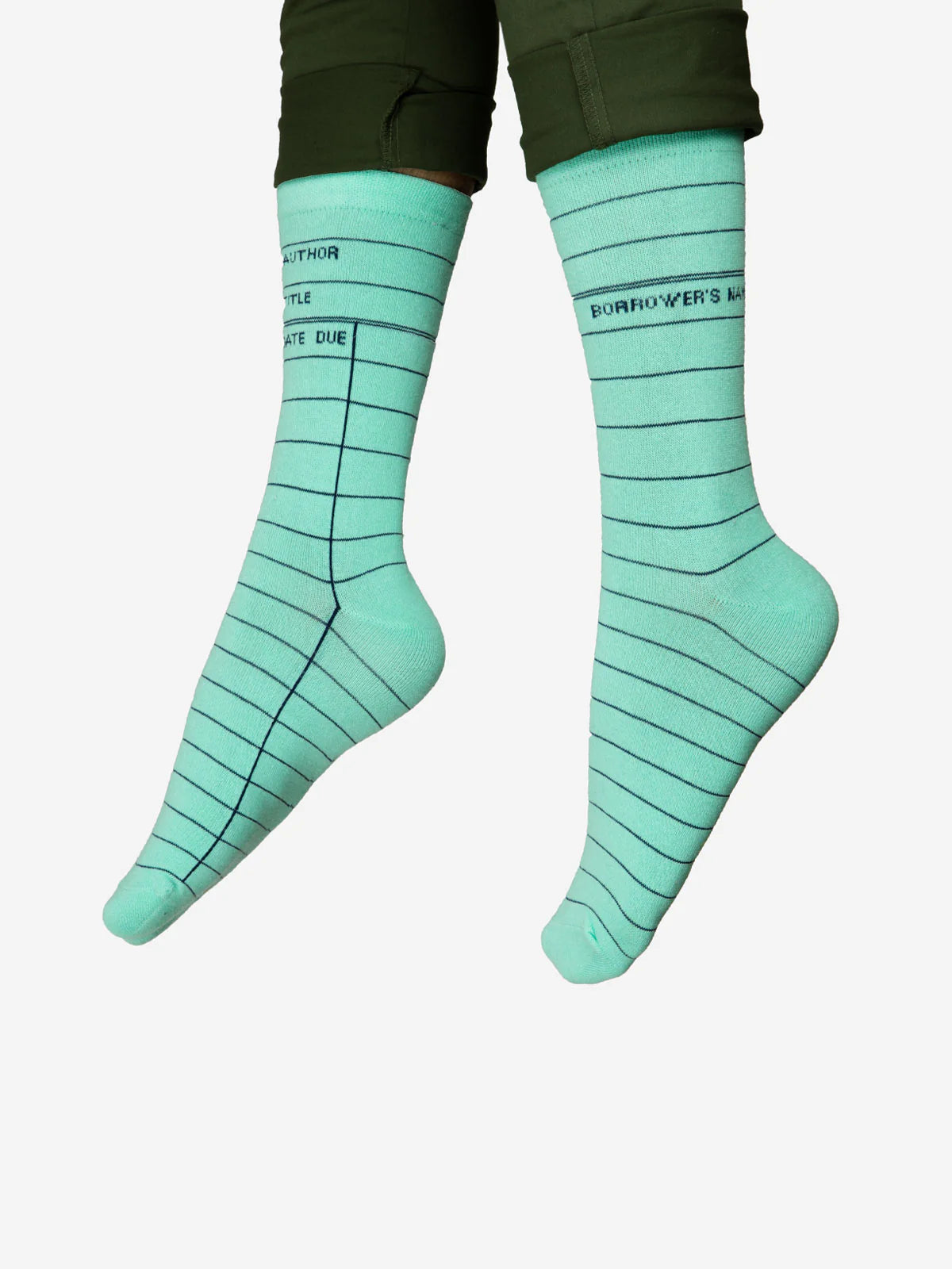 Library Card Mint socks