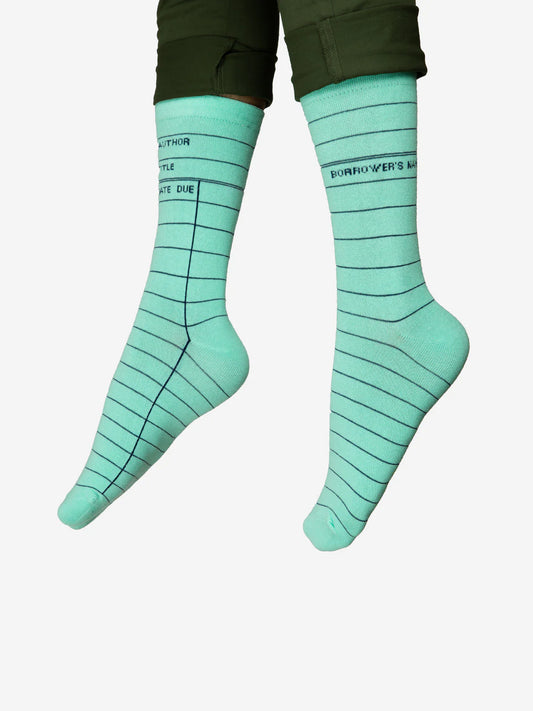 Library Card Mint socks