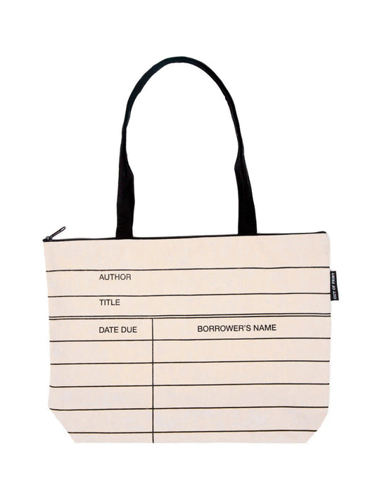 Library Card zippered tote