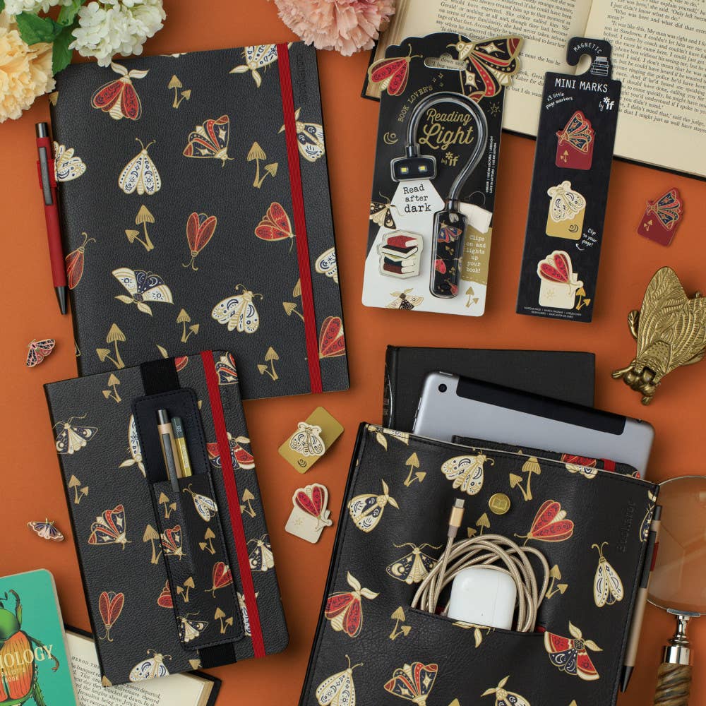 Bookaroo Dark Moth Stationery: Books & Stuff Pouch