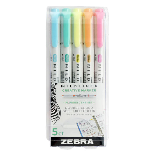 Zebra MildLiner 5 ct. Fluorescent Set