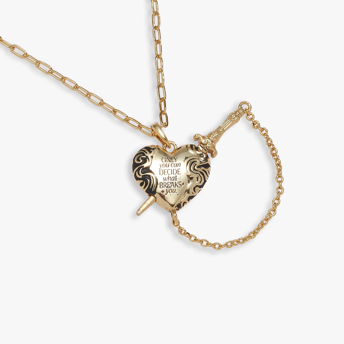 ACOTAR Wings and Ruin Sliding Dagger Heart Necklace: Gold
