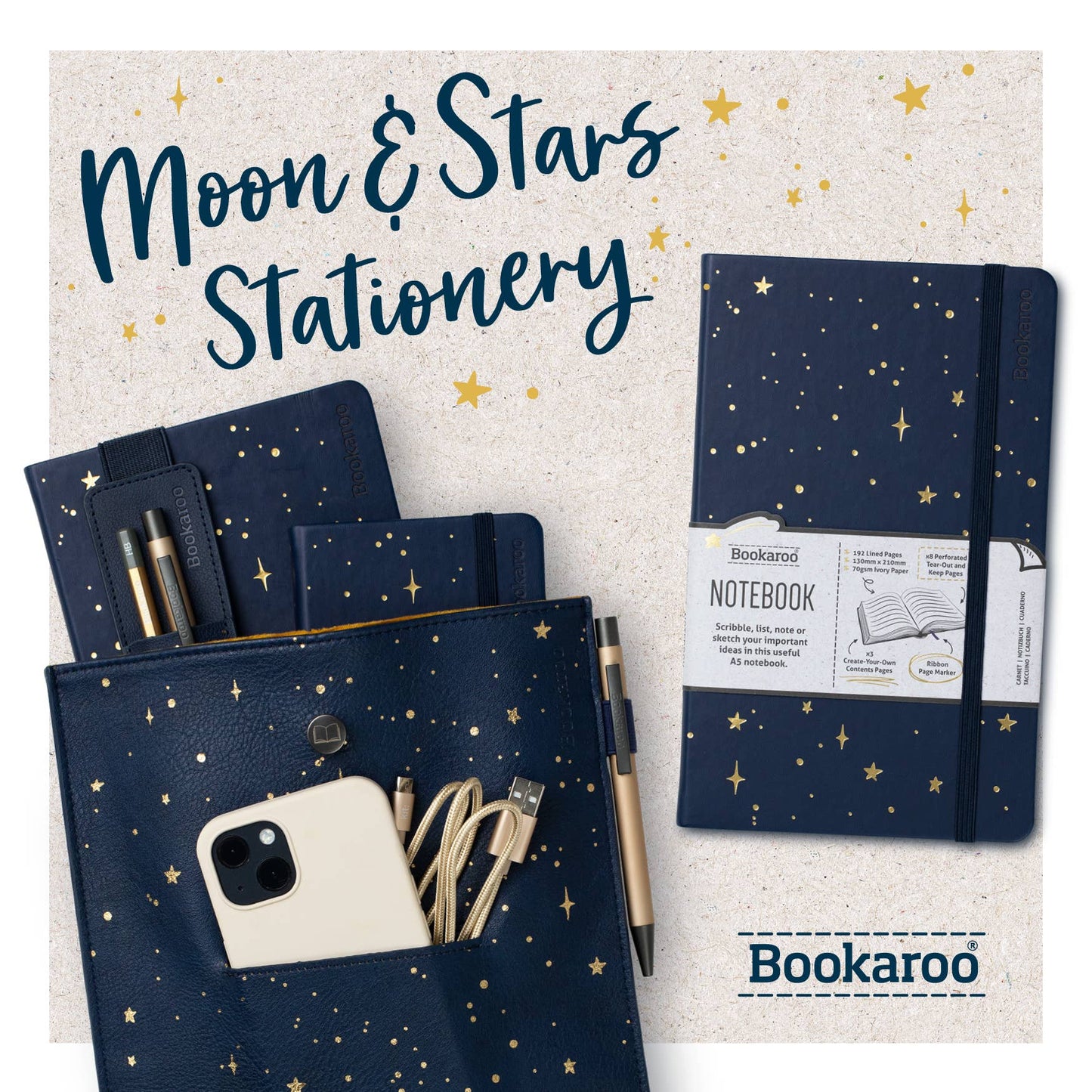 Bookaroo Moon & Stars Stationery: Pen Pouch