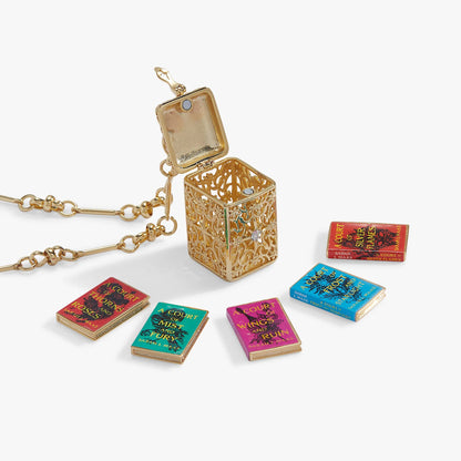 A Court of Thorns and Roses Book Charms Locket Necklace: Silver