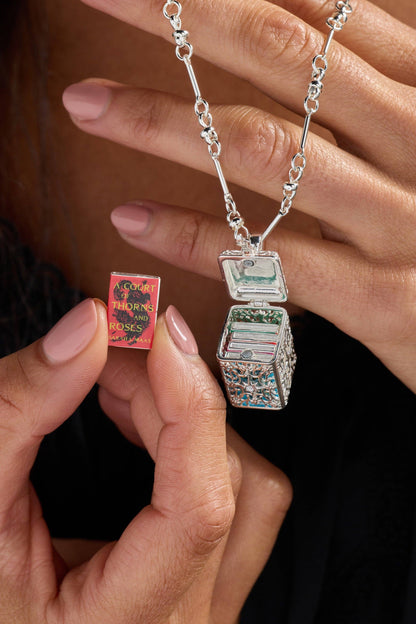 A Court of Thorns and Roses Book Charms Locket Necklace: Silver