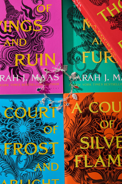 A Court of Thorns and Roses Book Covers Charm Toggle Bracelet: Gold