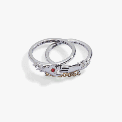 A Court of Thorns and Roses 'Keep Reaching Out Your Hand' Nesta & Cassian Ring Set of 2: Two Tone