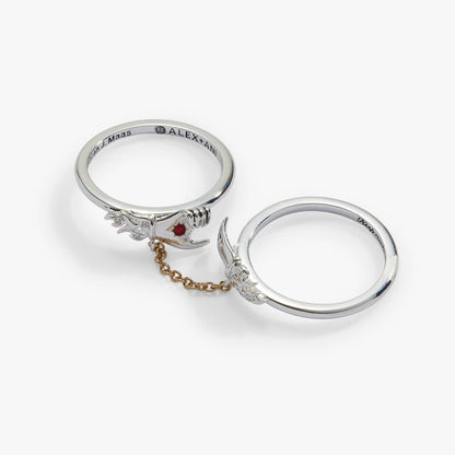 A Court of Thorns and Roses 'Keep Reaching Out Your Hand' Nesta & Cassian Ring Set of 2: Two Tone