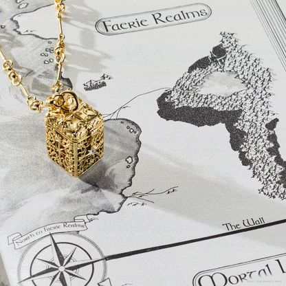 A Court of Thorns and Roses Book Charms Locket Necklace: Gold