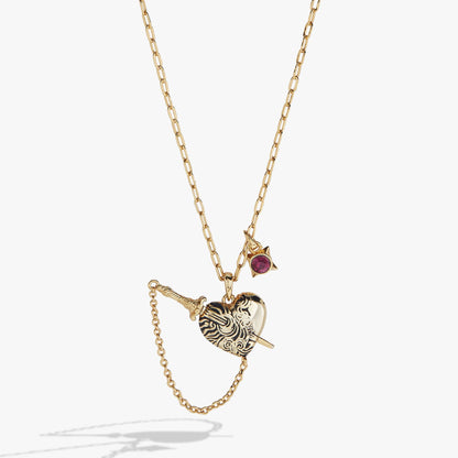 ACOTAR Wings and Ruin Sliding Dagger Heart Necklace: Gold