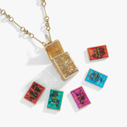 A Court of Thorns and Roses Book Charms Locket Necklace: Gold