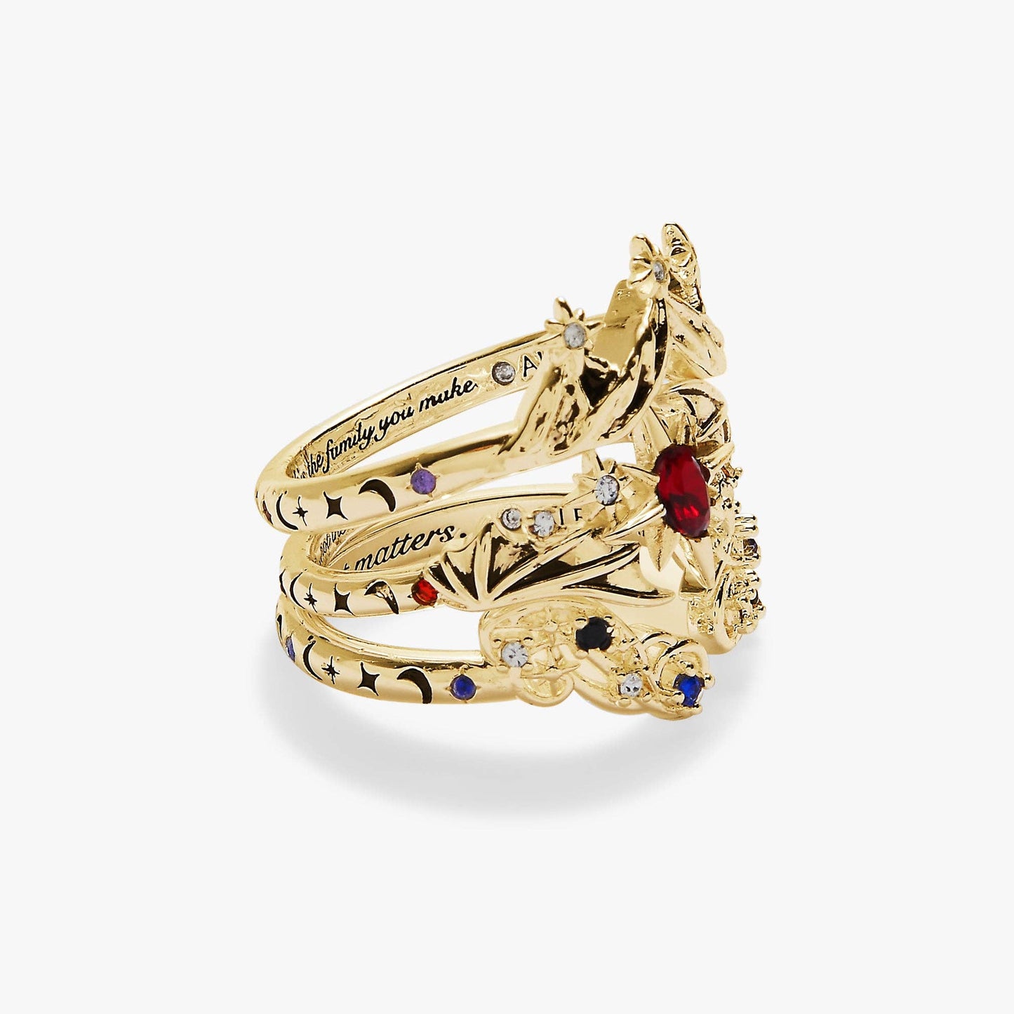 A Court of Thorns and Roses™ Bat Boys Ring Set of 3: Silver Size 7