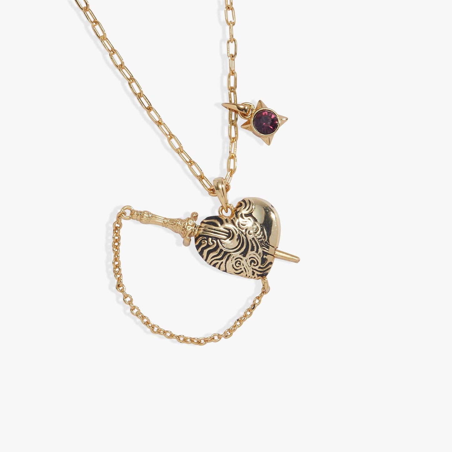 ACOTAR Wings and Ruin Sliding Dagger Heart Necklace: Gold