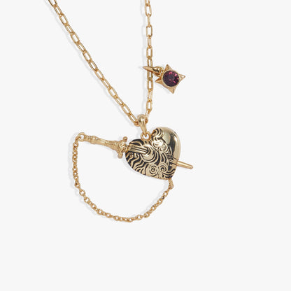 ACOTAR Wings and Ruin Sliding Dagger Heart Necklace: Gold