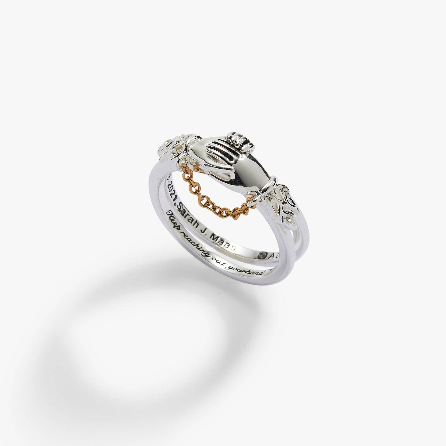 A Court of Thorns and Roses 'Keep Reaching Out Your Hand' Nesta & Cassian Ring Set of 2: Two Tone