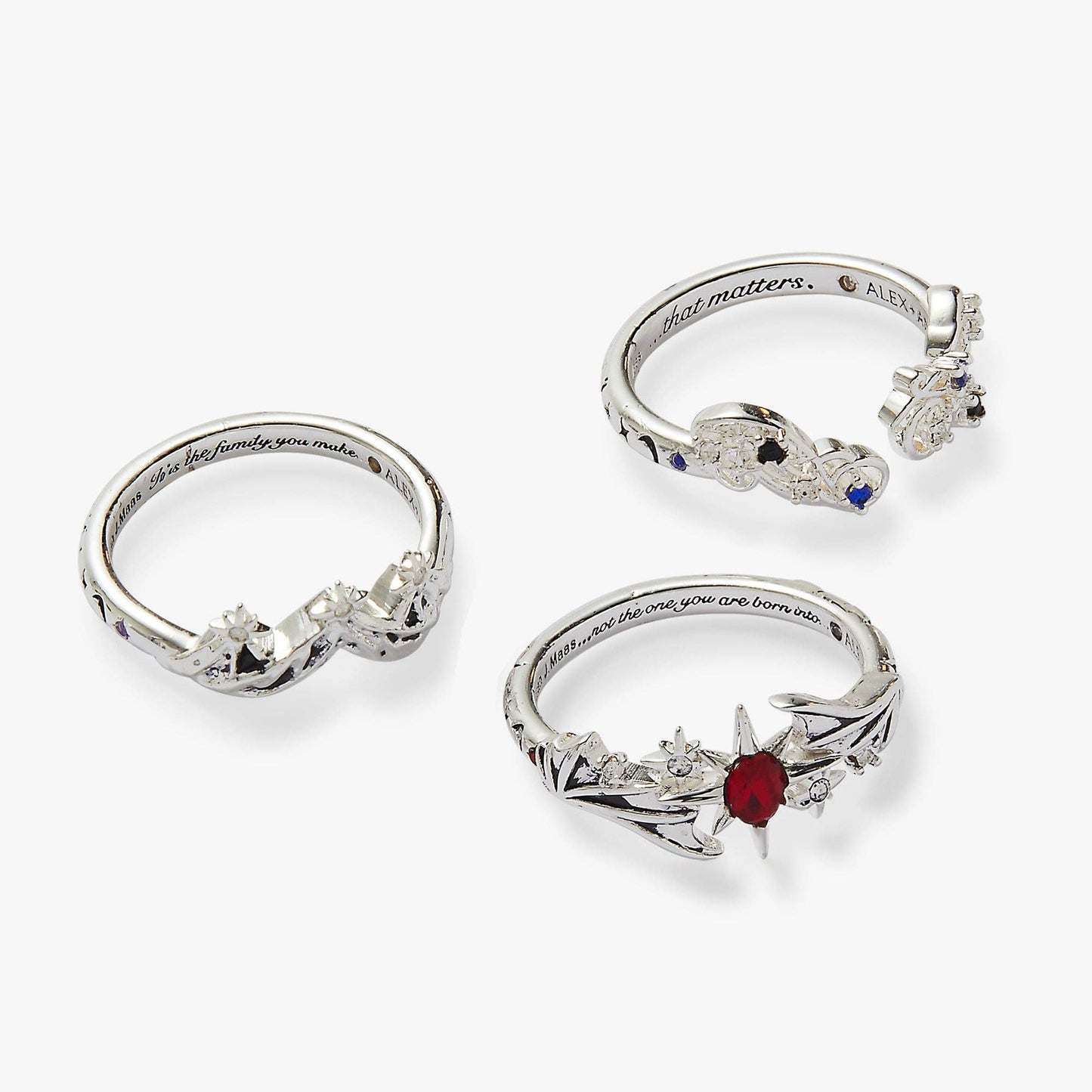 A Court of Thorns and Roses™ Bat Boys Ring Set of 3: Silver Size 7