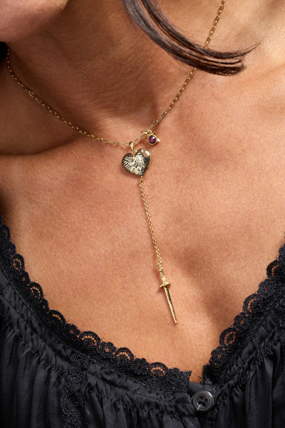 ACOTAR Wings and Ruin Sliding Dagger Heart Necklace: Gold