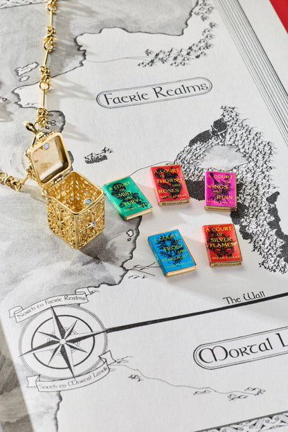 A Court of Thorns and Roses Book Charms Locket Necklace: Gold