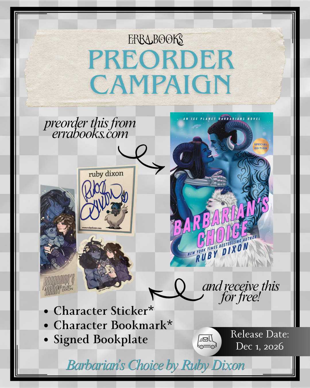 (PREORDER) Barbarian’s Choice by Ruby Dixon (Signed Bookplate)
