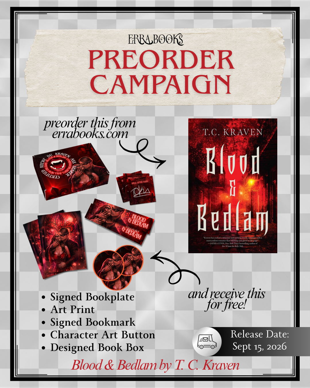(PREORDER) Blood & Bedlam by T. C. Kraven (Signed Bookplate)