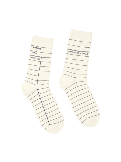Library Card White socks