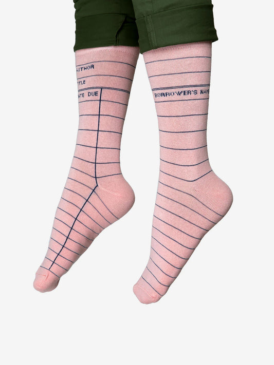 Library Card Pink socks