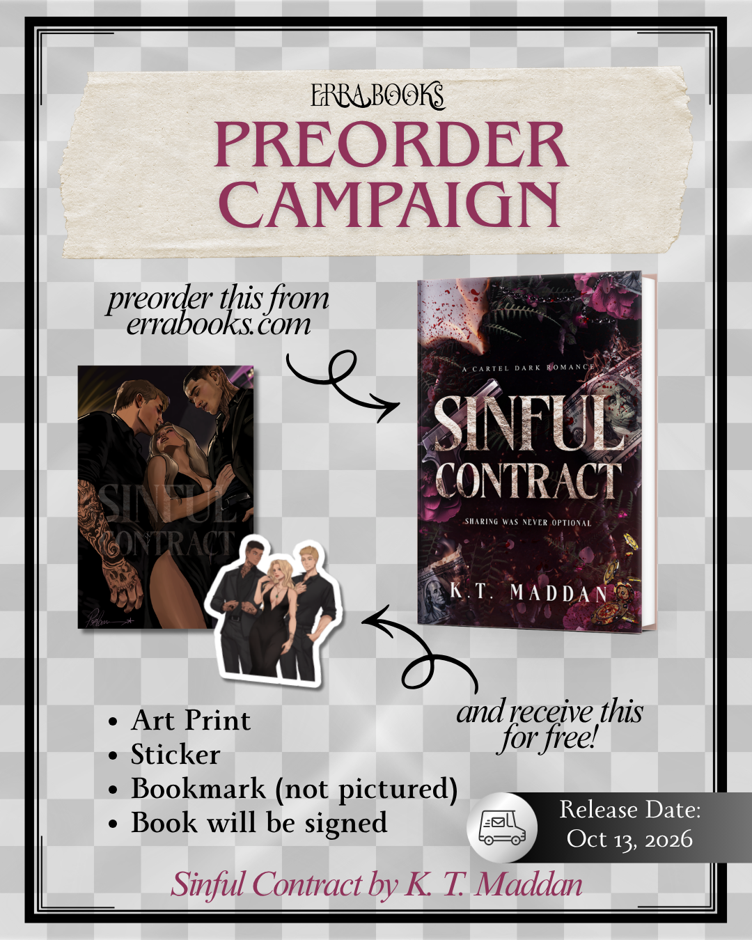 (PREORDER) Sinful Contract by K. T. Maddan (Signed)