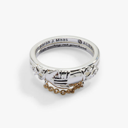 A Court of Thorns and Roses 'Keep Reaching Out Your Hand' Nesta & Cassian Ring Set of 2: Two Tone