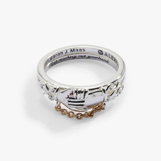 A Court of Thorns and Roses 'Keep Reaching Out Your Hand' Nesta & Cassian Ring Set of 2: Two Tone