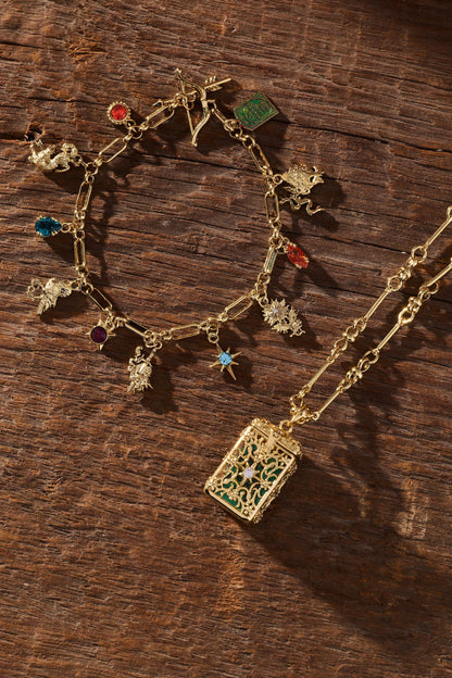 A Court of Thorns and Roses Book Covers Charm Toggle Bracelet: Gold