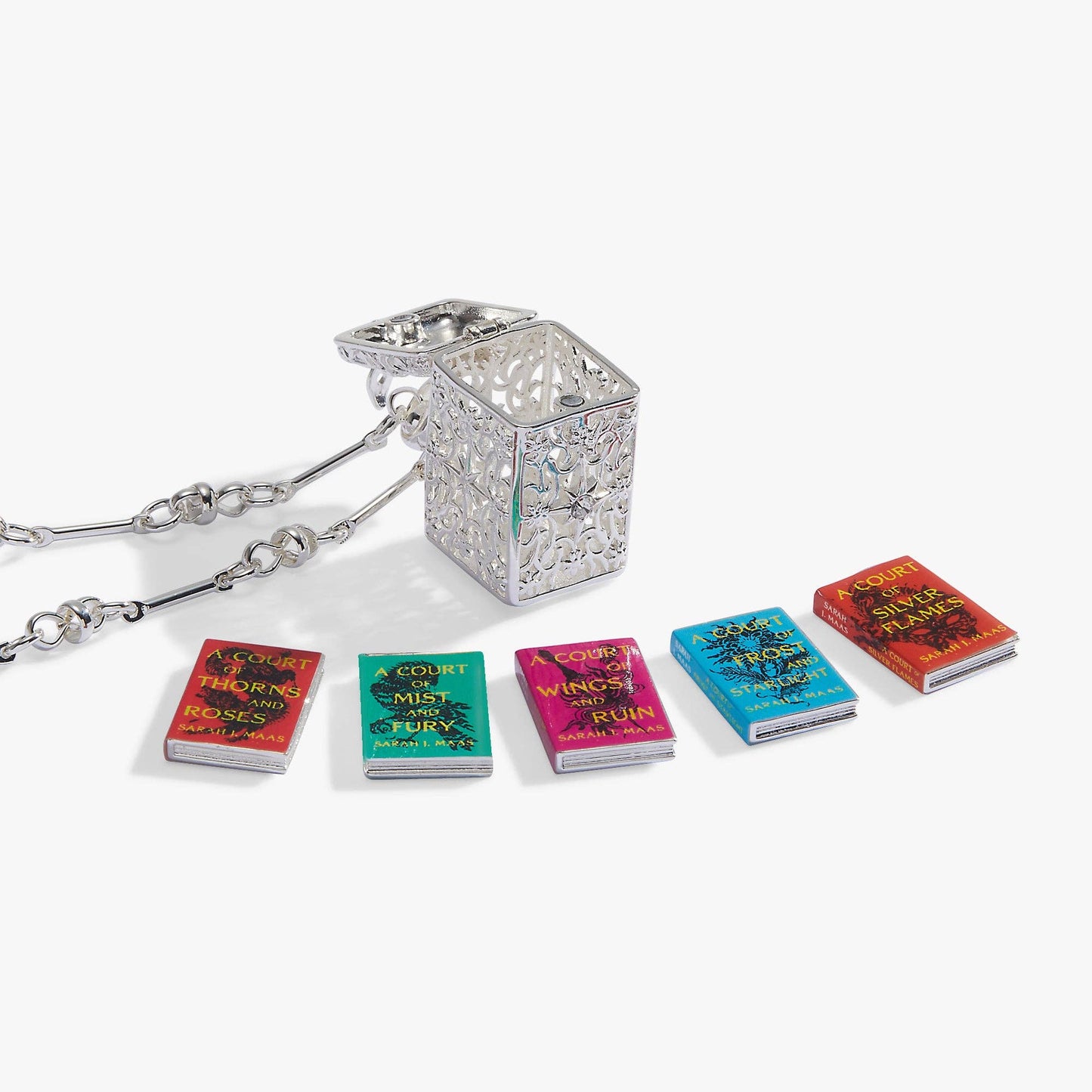 A Court of Thorns and Roses Book Charms Locket Necklace: Gold