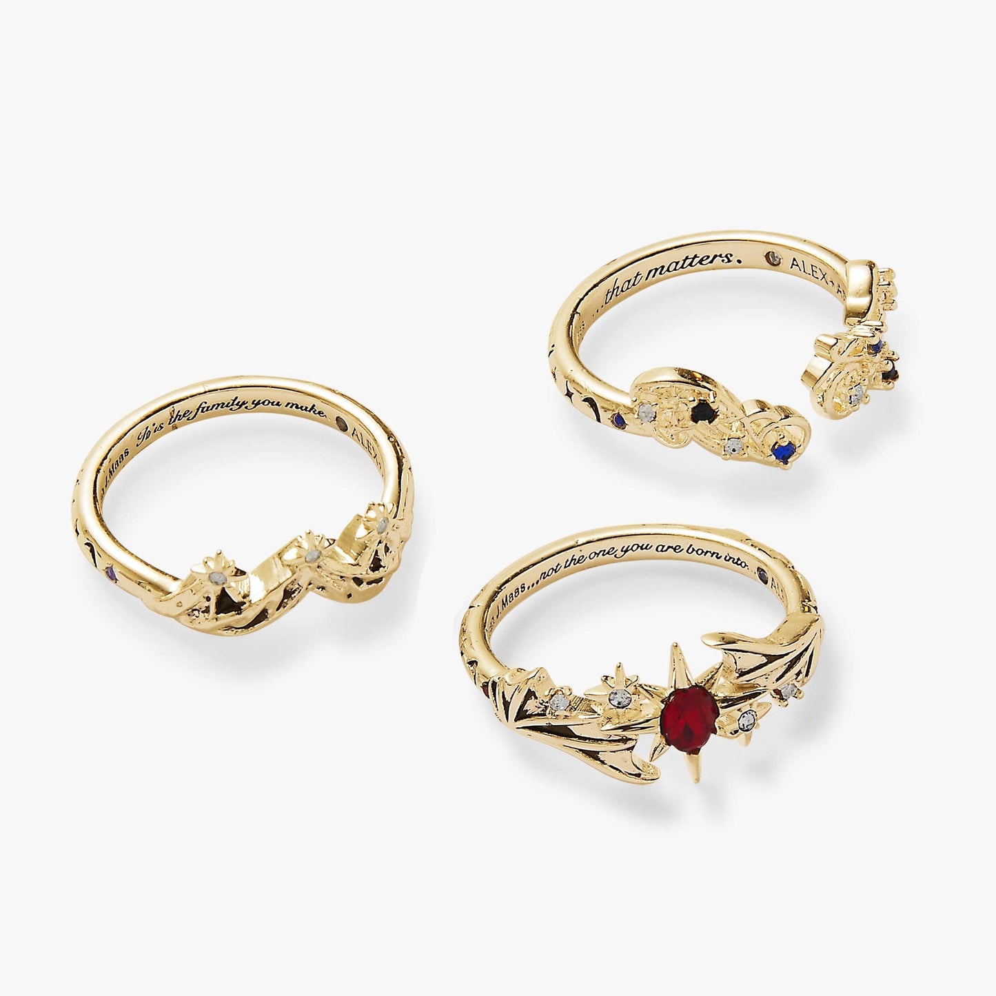 A Court of Thorns and Roses™ Bat Boys Ring Set of 3: Silver Size 7