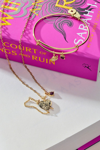 ACOTAR Wings and Ruin Sliding Dagger Heart Necklace: Gold