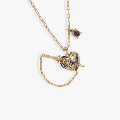 ACOTAR Wings and Ruin Sliding Dagger Heart Necklace: Gold