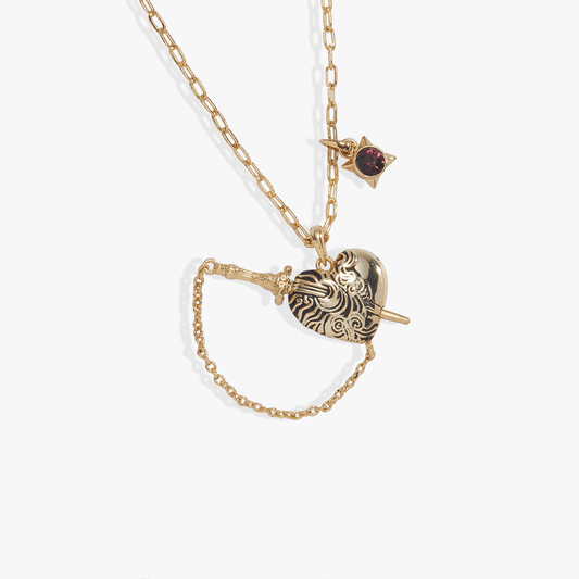 ACOTAR Wings and Ruin Sliding Dagger Heart Necklace: Gold