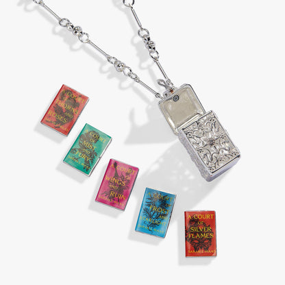 A Court of Thorns and Roses Book Charms Locket Necklace: Silver
