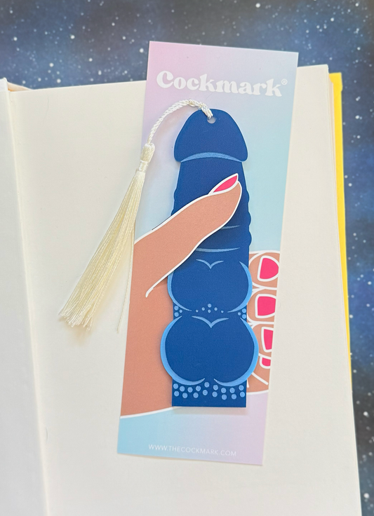 Knotty Boi Cockmark: Blue bookmark