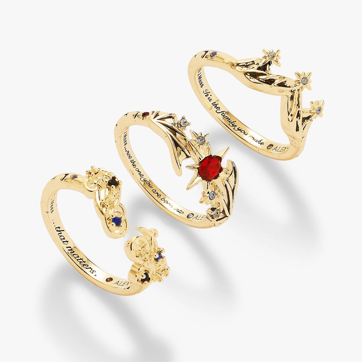 A Court of Thorns and Roses™ Bat Boys Ring Set of 3: Silver Size 7
