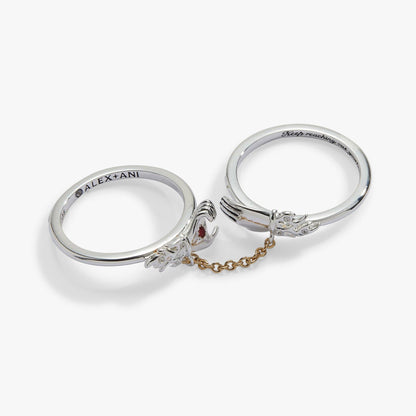 A Court of Thorns and Roses 'Keep Reaching Out Your Hand' Nesta & Cassian Ring Set of 2: Two Tone