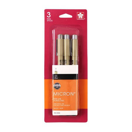 Sakura Pigma Micron 3 pack, black, 01